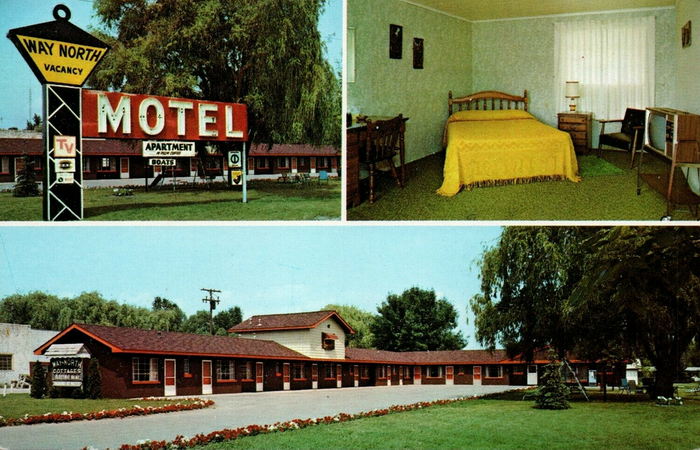 Nanci-K-Motel (Way North Motel and Cabins) - Old Postcard View (newer photo)